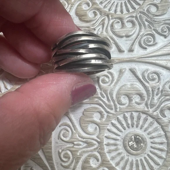Artisan Modern Wide Chunky Sterling Silver Band Ring Solid Size 9 - Picture 3 of 16